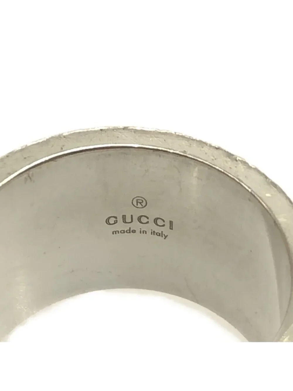 Gucci Ring Silver 925 Size 11 Logo Bolt Wide 11.4 g Accessories Yo436